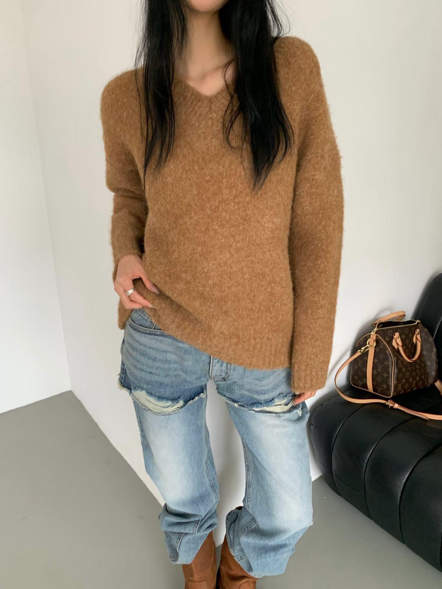 V領羊毛+羊駝毛上衣